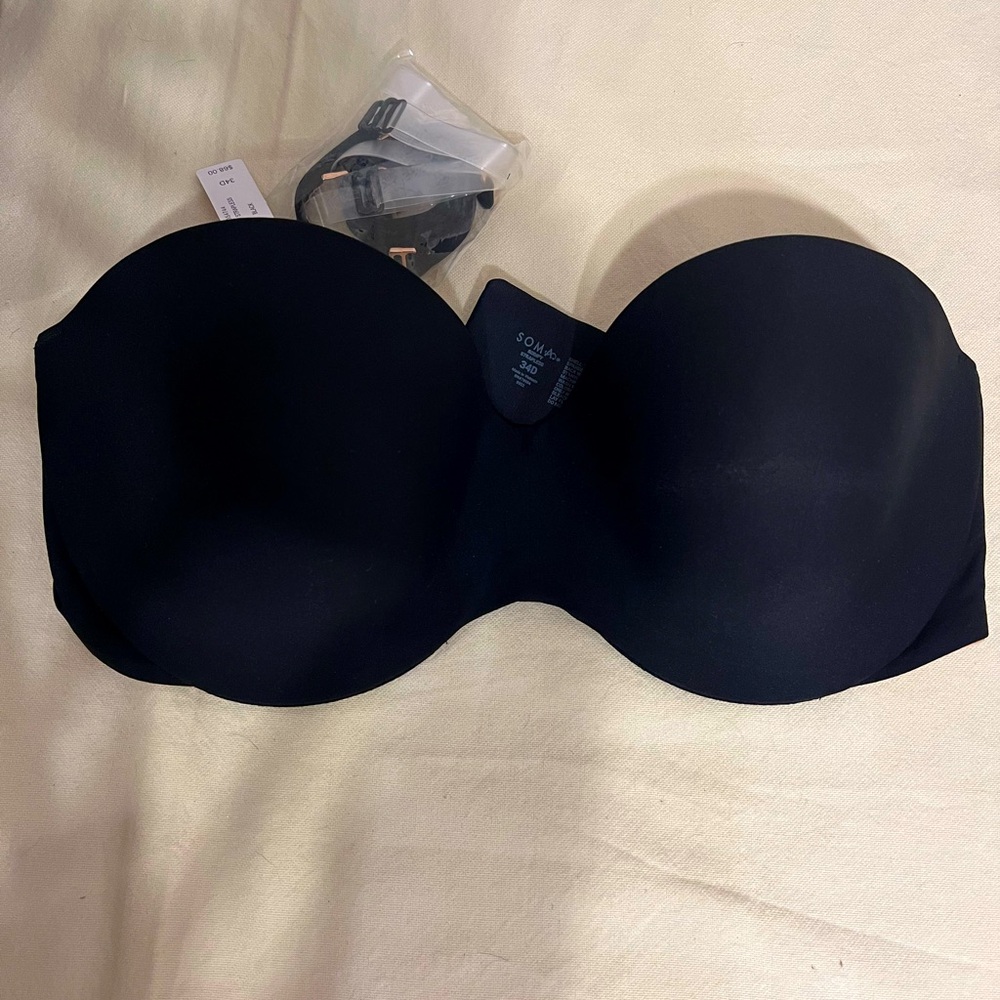 Soma bodily strapless black bra sz34D NWT